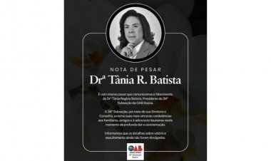 Luto na Advocacia: Falece Dra. Tânia Regina Batista, Presidente da OAB Itaúna