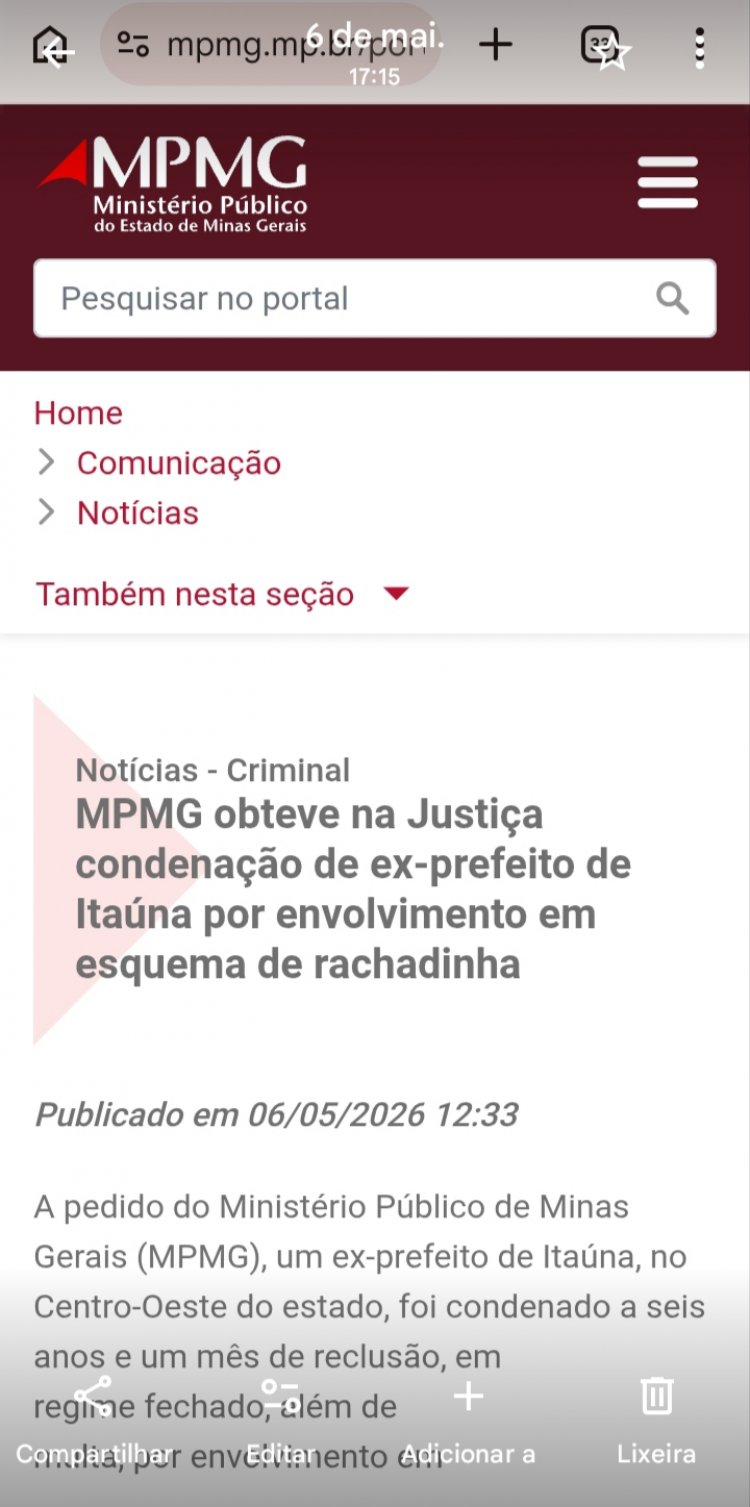 Justiça condena ex-prefeito de Itaúna e ex-integrantes do governo por esquema de "rachadinha"