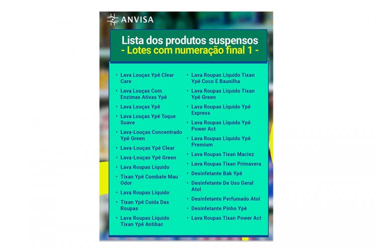 Anvisa recolhe e suspende produtos de limpeza da marca Ypê