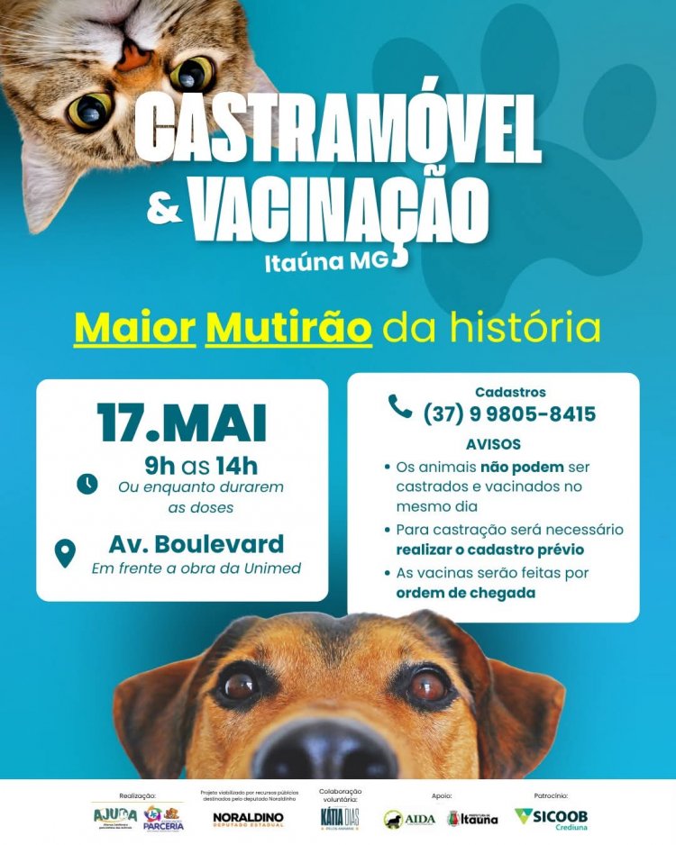 Itaúna se prepara para receber o maior mutirão de castração de animais já realizado no município