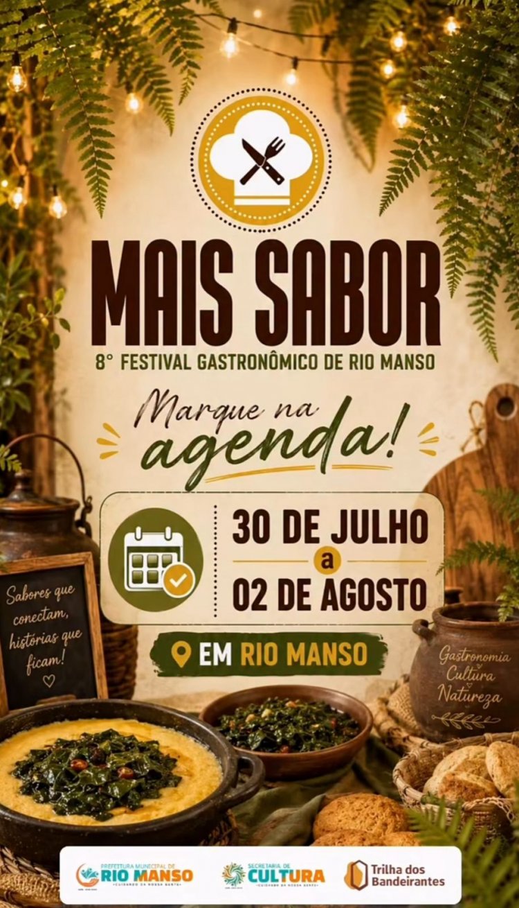 Festival gastronômico “Mais Sabor” é confirmado em Rio Manso