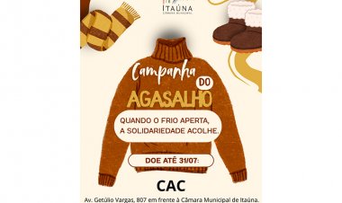 CAMPANHA DO AGASALHO - Câmara recolhe donativos para  comunidade carente