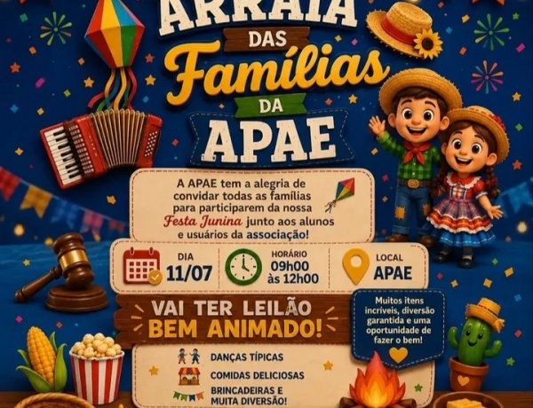APAE promove 'Arraiá das Famílias' com danças típicas e leilão beneficente neste sábado (11)