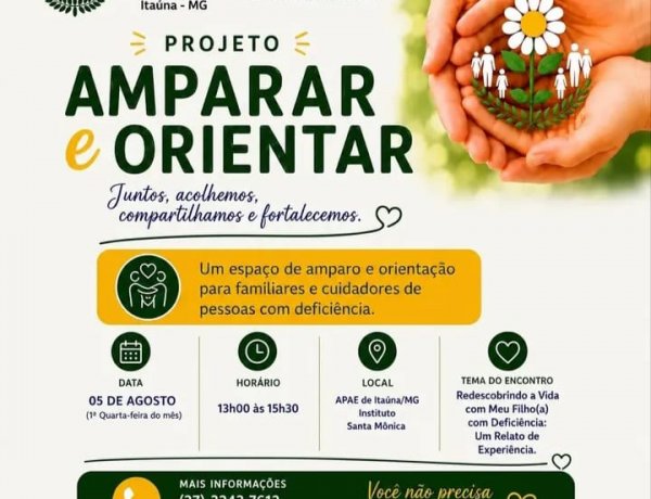 APAE de Itaúna - Instituto Santa Mônica lançam projeto de acolhimento a cuidadores de pessoas com deficiência