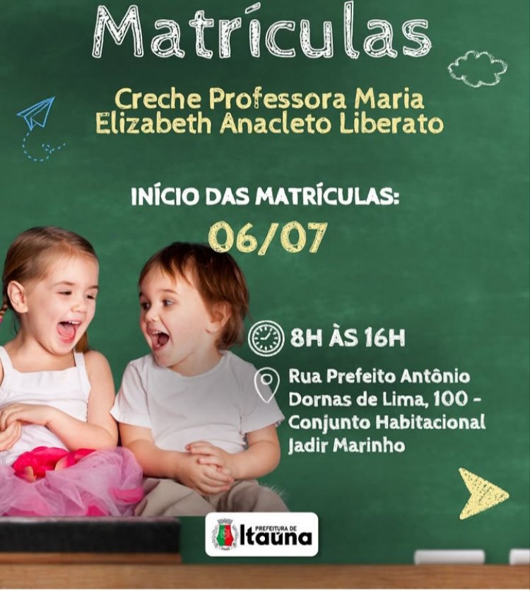 Inscrições abertas: Creche no Jadir Marinho tem vagas para Maternal II e III